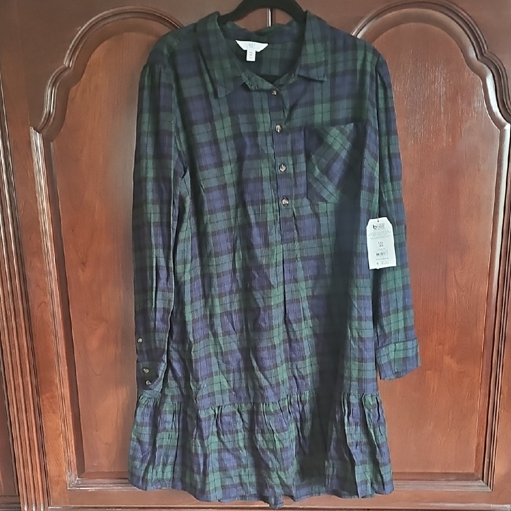 Time and Tru Green Plaid Shirt